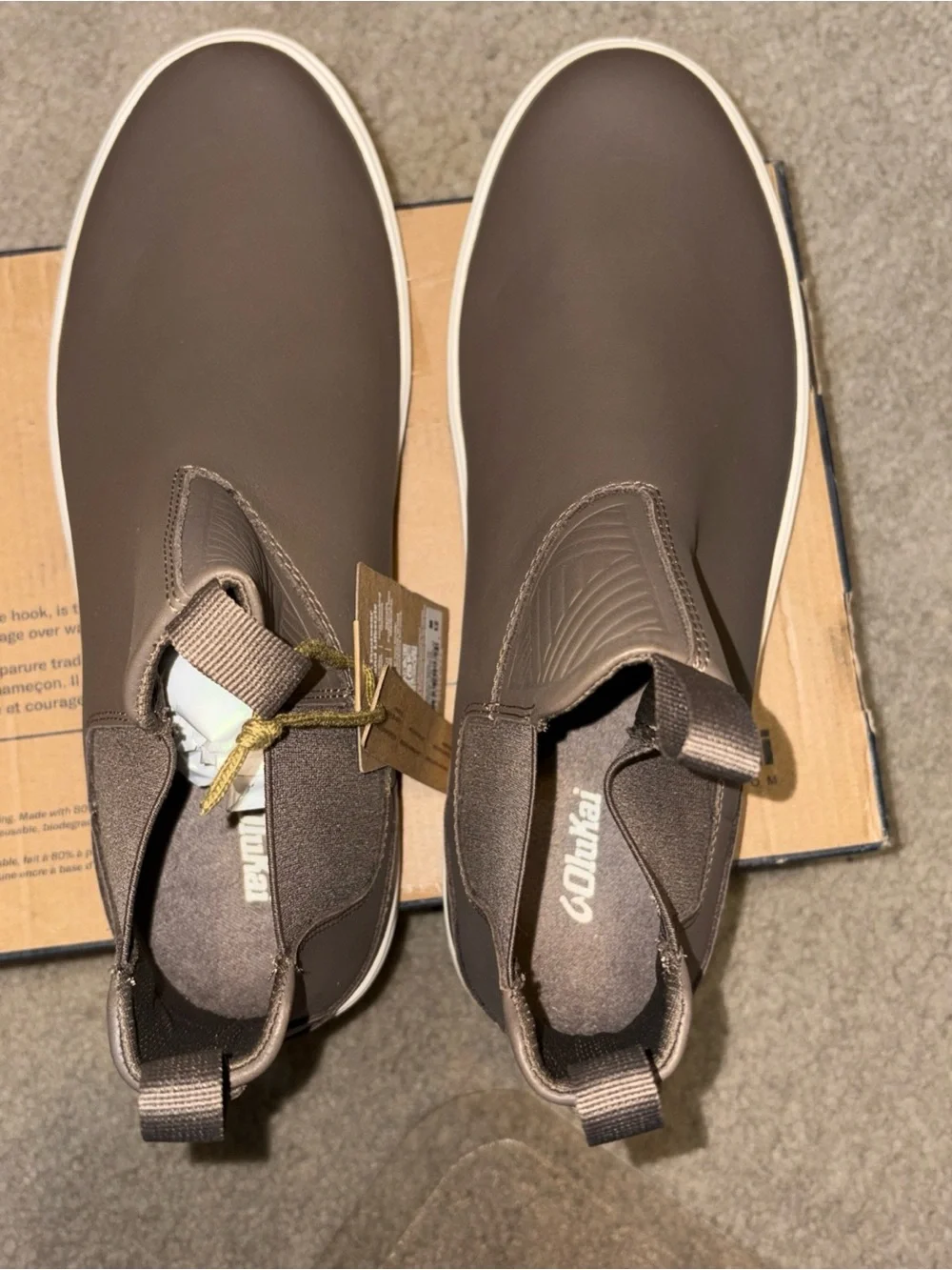 NEW OluKai Lae'ahi Mid Mens Brown Leather Chelsea Boot 10559-1313 Size 12
